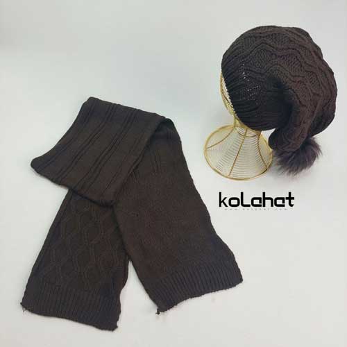 کلاه و شال گردن بافت دخترانه رنگی ( KLT-T79 )