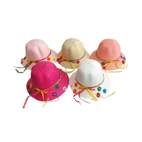 کلاه ساحلی دخترانه گلدار رنگی عمده (KLT-O118)