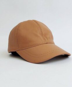 کلاه بیسبالی قهوه‌ای روشن چرم اصلی (KLT-T99)
