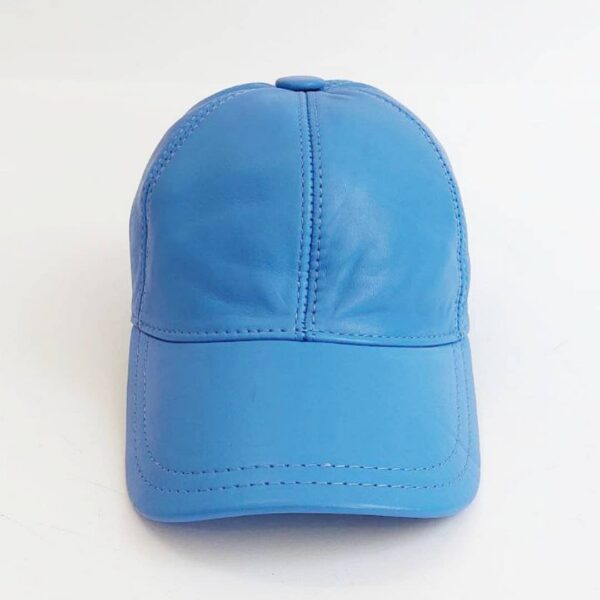 کلاه بیسبالی آبی روشن چرم اصلی