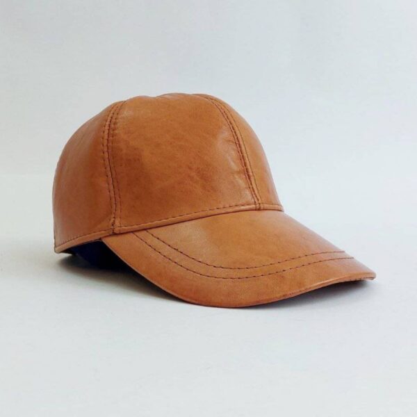 کلاه بیسبالی قهوه‌ای چرم اصلی (KLT-T101)