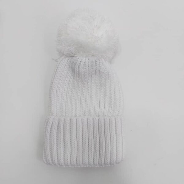 کلاه زمستانی رنگی پوم پوم سفید (KLT-T134)