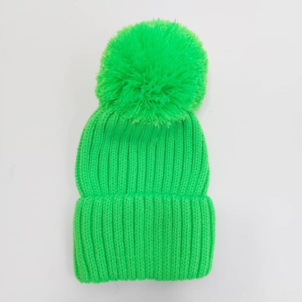 کلاه زمستانی رنگی پوم پوم سبز (KLT-T134)
