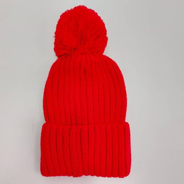 کلاه زمستانی رنگی پوم پوم قرمز (KLT-T134)
