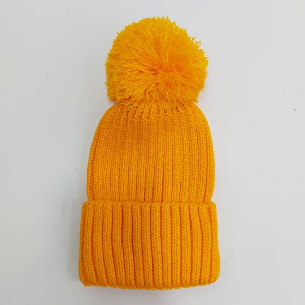 کلاه زمستانی رنگی پوم پوم نارنجی (KLT-T134)