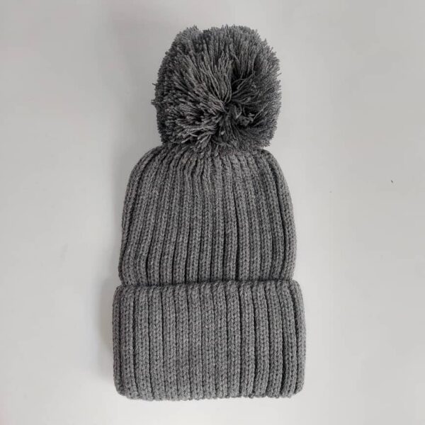 کلاه زمستانی رنگی پوم پوم طوسی (KLT-T134)