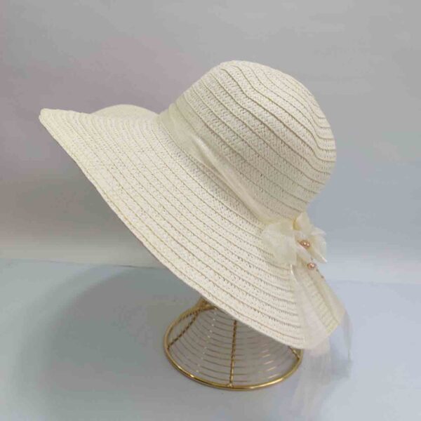 کلاه ساحلی زنانه کنفی مرواریدی (KLT-T266)