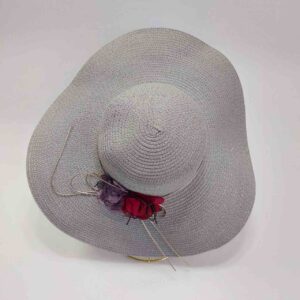 کلاه ساحلی زنانه کنفی گلدار رنگی (KLT-T267)