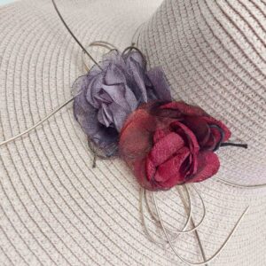 کلاه ساحلی زنانه کنفی گلدار رنگی (KLT-T267)