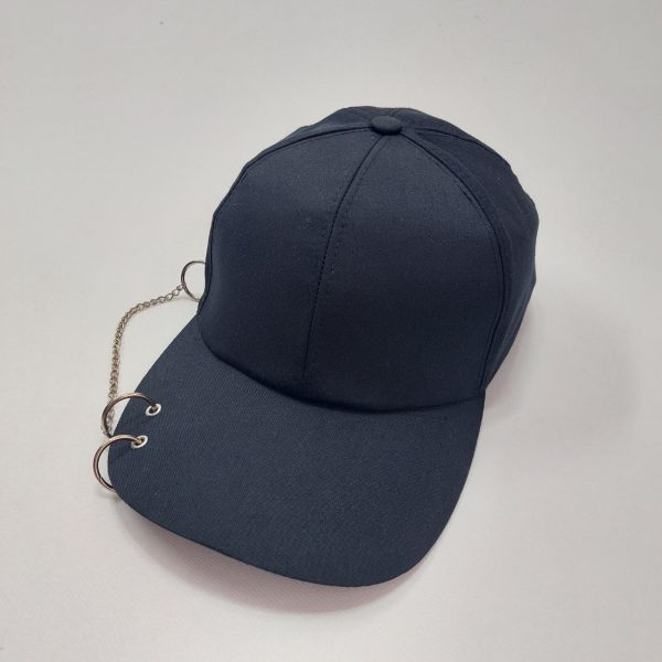 کلاه نقابدار مشکی پرسینگی زنجیر دار (KLT-T1205)