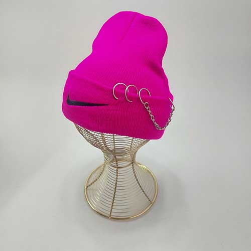کلاه رنگی بافت پیرسینگ زنجیری - عمده (KLT-1506)