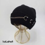 کلاه بافت مشکی زنجیری پرسینگ دار (KLT-2048)