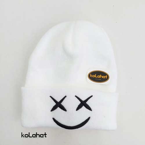 کلاه بافت طرح لبخند سفید و مشکی - عمده (KLT-H198)