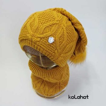 کلاه و شال گردن بافت زنانه شیطونی (KLT-T2109)|کلاه زمستانی زنانه