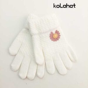 دستکش دخترانه طرح گل بابونه (KLT-T2432)