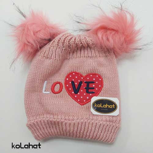کلاه بچگانه دو پوم طرح قلب (KLT-T2282)