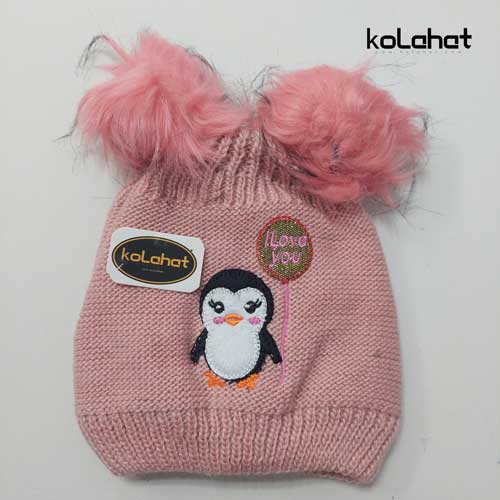 کلاه بافت دخترانه طرح پنگوئن (KLT-T2286)
