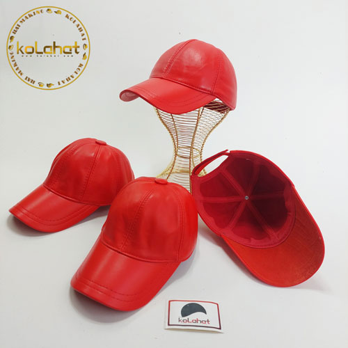 کلاه چرم طبیعی قرمز (KLT-T2565)