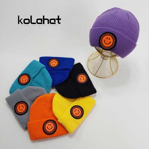 کلاه بافت رنگی طرح استیکر - عمده (KLT-2656)