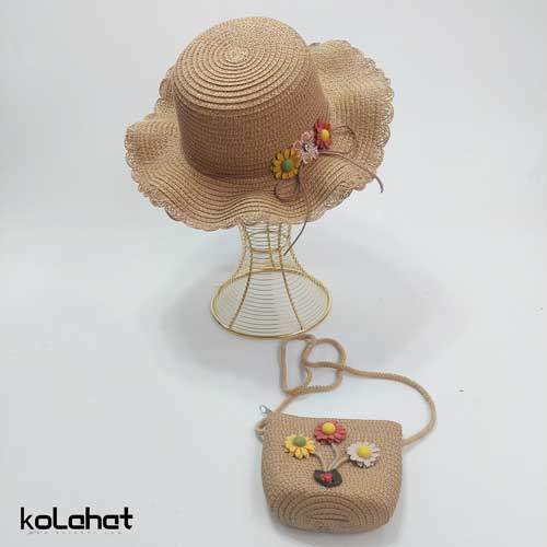 کیف و کلاه ساحلی دخترانه گل دار (KLT-T2826)