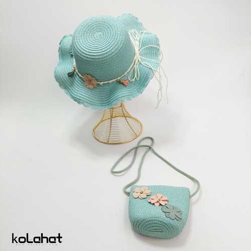 کیف و کلاه ساحلی دخترانه طرح حلقه گل (KLT-T2824)
