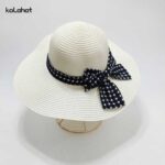 کلاه ساحلی زنانه لبه بلند پاپیونی - عمده (KLT-2843)