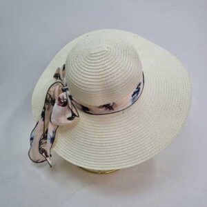کلاه ساحلی زنانه پاپیون طرح دار - عمده (KLT-3078)