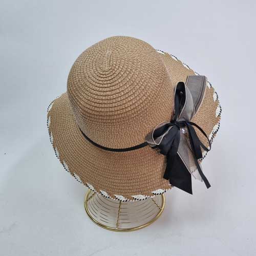 کلاه ساحلی کنفی زنانه مدل پاپیون دار (KLT-T3075)