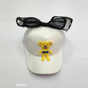 کلاه دخترانه وارداتی پاپیون دار طرح خرس (KLT-T3110)