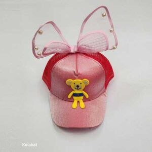 کلاه دخترانه وارداتی پاپیون دار طرح خرس (KLT-T3110)