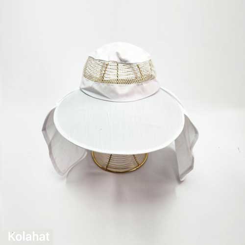 کلاه آفتابگیر زنبوری شال دار سفید (KLT-T3153)