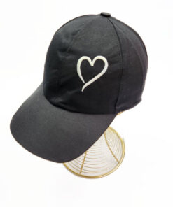 کلاه نقابدار مشکی کتان طرح قلب (KLT-T3304)