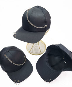 کلاه نقابدار کتان کجراه مشکی زنجیری - عمده (KLT-3424)