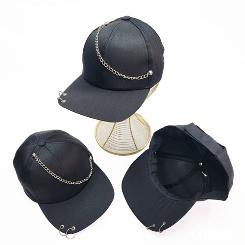 کلاه نقابدار کتان کجراه مشکی زنجیری - عمده (KLT-3424)