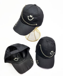 کلاه کتان کجراه لبخند زنجیردار - عمده (KLT-3411)