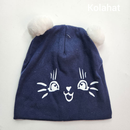 کلاه بچگانه تریکو دو پوم طرح گربه (KLT-T3479)