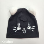 کلاه بچگانه تریکو دو پوم طرح گربه (KLT-T3479)
