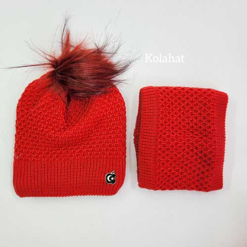 کلاه بچگانه پوم دار طرح حصیری - عمده (KLT-3771)