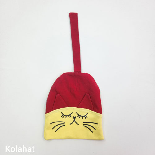 کلاه تریکوی نوزادی طرح گربه - عمده (KLT-3547)