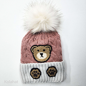 کلاه زمستانی بچگانه گلدوزی خرس