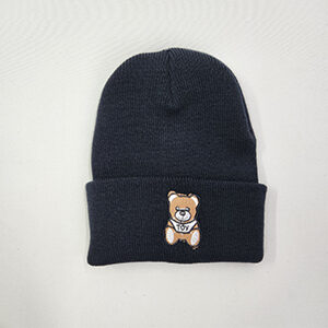 کلاه مشکی زمستانی گلدوزی خرس