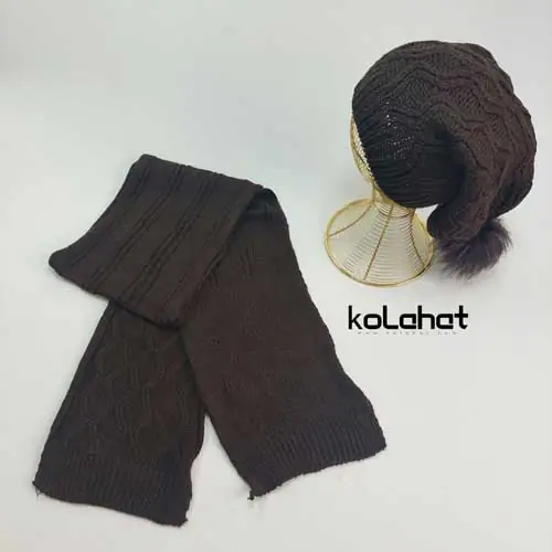 کلاه و شال گردن دخترانه شیطونی پوم دار