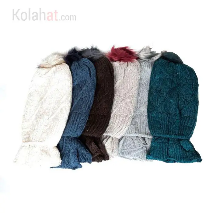 فروش عمده جینی شال و کلاه دخترانه شیطونی پوم دار کد142