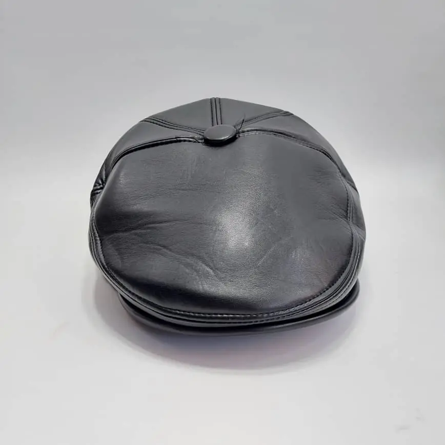 کلاه کپ انگلیسی چرم مشکی (KLT-T159)