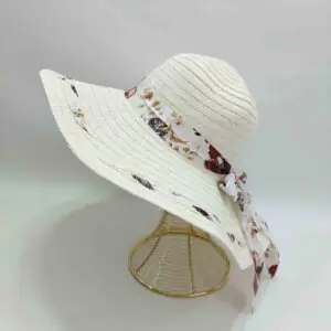 کلاه ساحلی زنانه روبان طرح دار (KLT-T265)