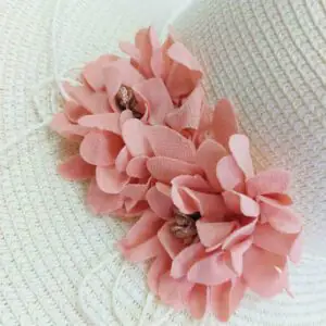 کلاه ساحلی زنانه کنفی گل صورتی (KLT-T268)