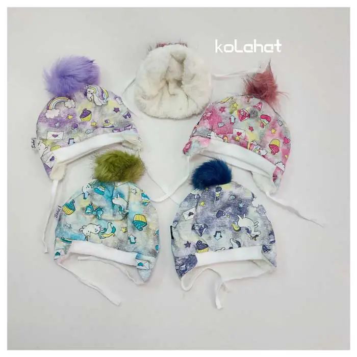 کلاه نوزادی گوشدار پوم پوم - عمده (KLT-1690)