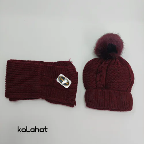کلاه و شال گردن بچگانه پوم دار (KLT-T1858)