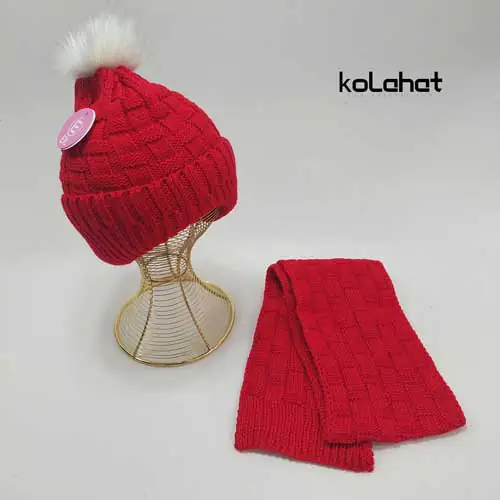 کلاه و شالگردن بافت بچگانه داخل خز (KLT-T2377)