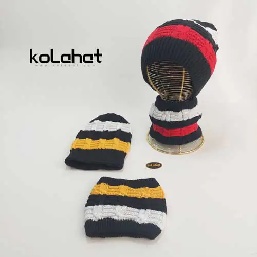 کلاه شال بچگانه رینگی راه راه _ عمده (KLT-2477)